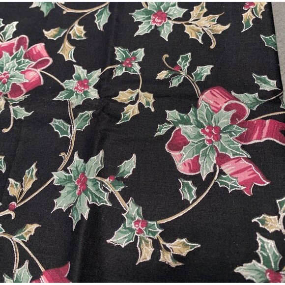 Vintage Concord Fabrics Holly & Berries Christmas Fat Quarter 18x22 Cotton Black - Picture 2 of 5
